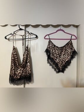 Dreamgirl Leopard Satin Cami & Lace-Trim Shorts Set